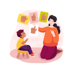 Sign language tutor isolated cartoon vector illustration Онлайн терапія